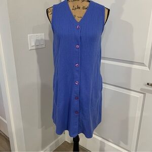 Tropical Escape Blue Button Down Dress Size M